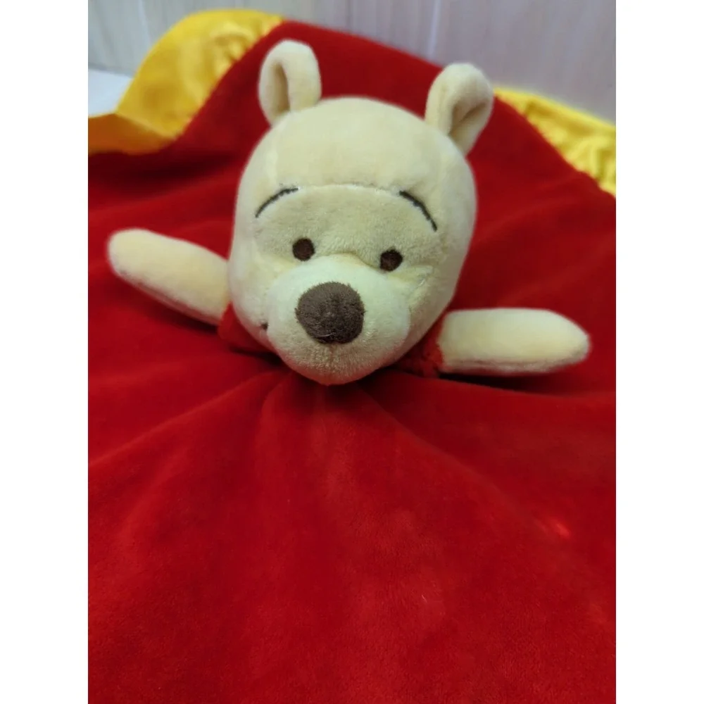 Disney Baby Pooh plush Red Yellow satin Hello There bee security Blanket lovey